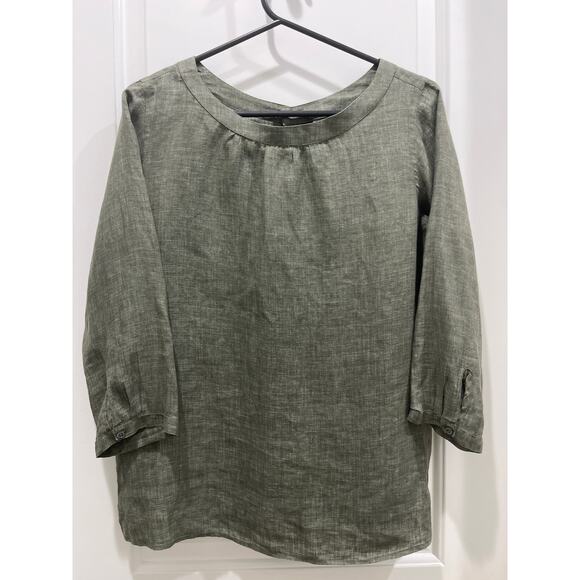 Barney’s New York 100% Linen 3/4th Sleeve Blouse Sz 38 US 4 - Picture 1 of 6